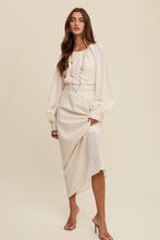 Cream Pleated Round Neck Maxi Dress