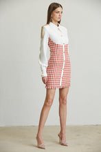White/Red Houndstooth Collar Dress