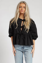 Black Bow Detailed Poplin Blouse