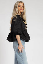 Black Bow Detailed Poplin Blouse