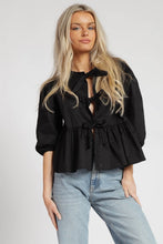 Black Bow Detailed Poplin Blouse