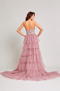 Mauve Sleeveless Sweetheart Cocktail Dress