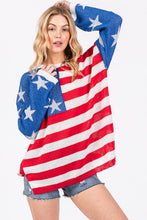 Red/Blue/White American Flag Print Sweater Top