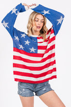Red/Blue/White American Flag Print Sweater Top