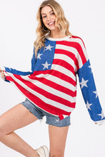 Red/Blue/White American Flag Print Sweater Top