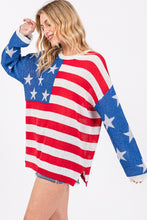 Red/Blue/White American Flag Print Sweater Top
