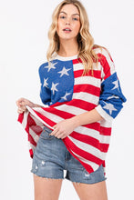 Red/Blue/White American Flag Print Sweater Top