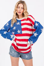 Red/Blue/White American Flag Print Sweater Top