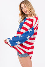 Red/Blue/White American Flag Print Sweater Top