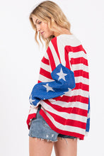 Red/Blue/White American Flag Print Sweater Top