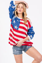 Red/Blue/White American Flag Print Sweater Top