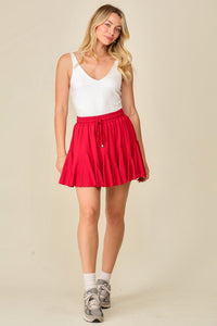 Deep Red Tennis Babe Ruffled Skort