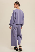 Vintage Navy V-Neck Sweatshirt And Pants Set