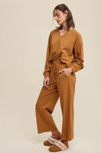 Butter Scotch V-Neck Sweatshirt And Pants Set