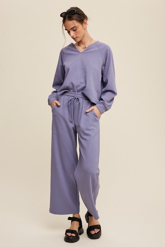 セール商品が満載 Vintage Navy V-Neck Sweatshirt And Pants Set – Aquarius Brand トップス