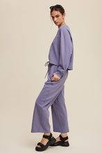Vintage Navy V-Neck Sweatshirt And Pants Set