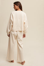 Cream V-Neck Sweatshirt And Pants Set