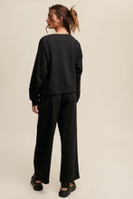 Black V-Neck Sweatshirt And Pants Set
