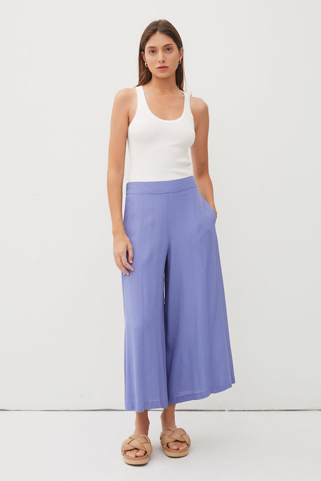 Cobalt Flowy Pull On Wide Leg Capri Dress Pants