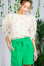 Ivory Flower Embroidery Detail Organza Top