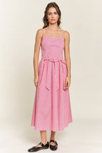 Hot Pink Striped Bow Midi Dress