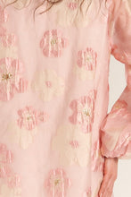 Pink Bubble Sleeve Floral Organza Mini Dress
