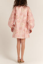 Pink Bubble Sleeve Floral Organza Mini Dress