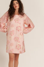 Pink Bubble Sleeve Floral Organza Mini Dress