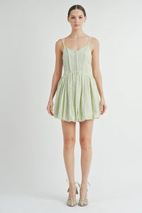Green Corset Bubble Hem Mini Dress