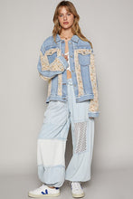 Denim Floral Print Front Pockets Denim Jacket