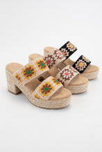 Yellow Shirin Flower Crochet Double Strap Platform Heel