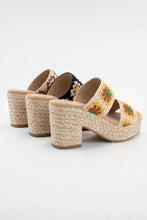 Yellow Shirin Flower Crochet Double Strap Platform Heel