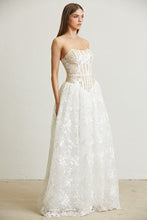 White Embroidered Floral Lace Ball Gown Dress