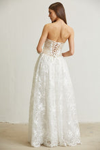 White Embroidered Floral Lace Ball Gown Dress