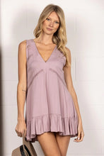 Violet Sleeveless V Neck Mini Dress With Lace Detail