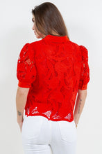 Red Lace Blouse 3/4 Sleeve