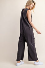 Charcoal Sleeveless Jersey Fabric U-Neck Jumpsuit