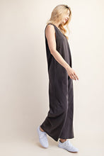 Charcoal Sleeveless Jersey Fabric U-Neck Jumpsuit