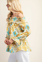 Yellow Printed Smocked Off The Shoulder Blouse