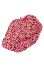 Rosered Crystal Rhinestone Lips Clutch Bag