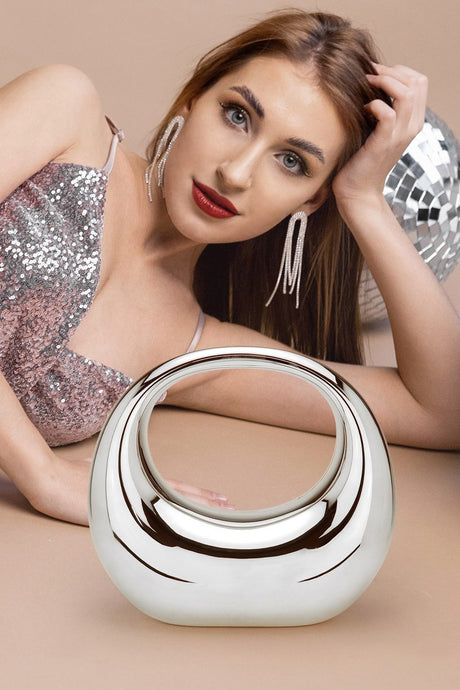 Silver Acrylic Moon Shape Evening Bag / Clutch Bag