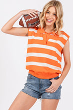 Orange/White Striped Sleeveless Sweater Top