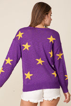 Purple/Yellow Americana Star Print Oversized Sweater
