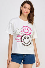 White Rhinestone Detail Graphic T Shirt