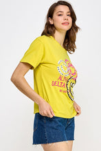 Yellow Rhinestone Detail Graphic T Shirt