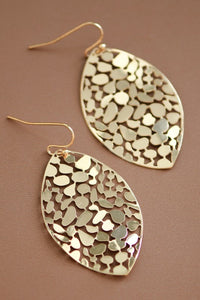 Gold Plated Metal Leaf Drop Earrings
