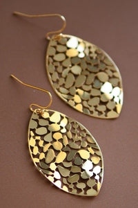 Gold Plated Metal Leaf Drop Earrings