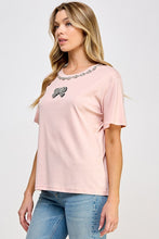 Pink Rhinestone Detail T Shirt