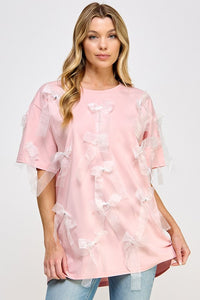 Pink Ribbon Detail R Neck Tunic