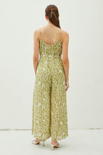 Lime Print Lightweight Tie Belt Wide Leg Cami Jumpsuit